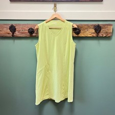 Toad&Co Womens XL Lime Green Sleeveless V-Neck Shift Dress with Side Zip Pocket