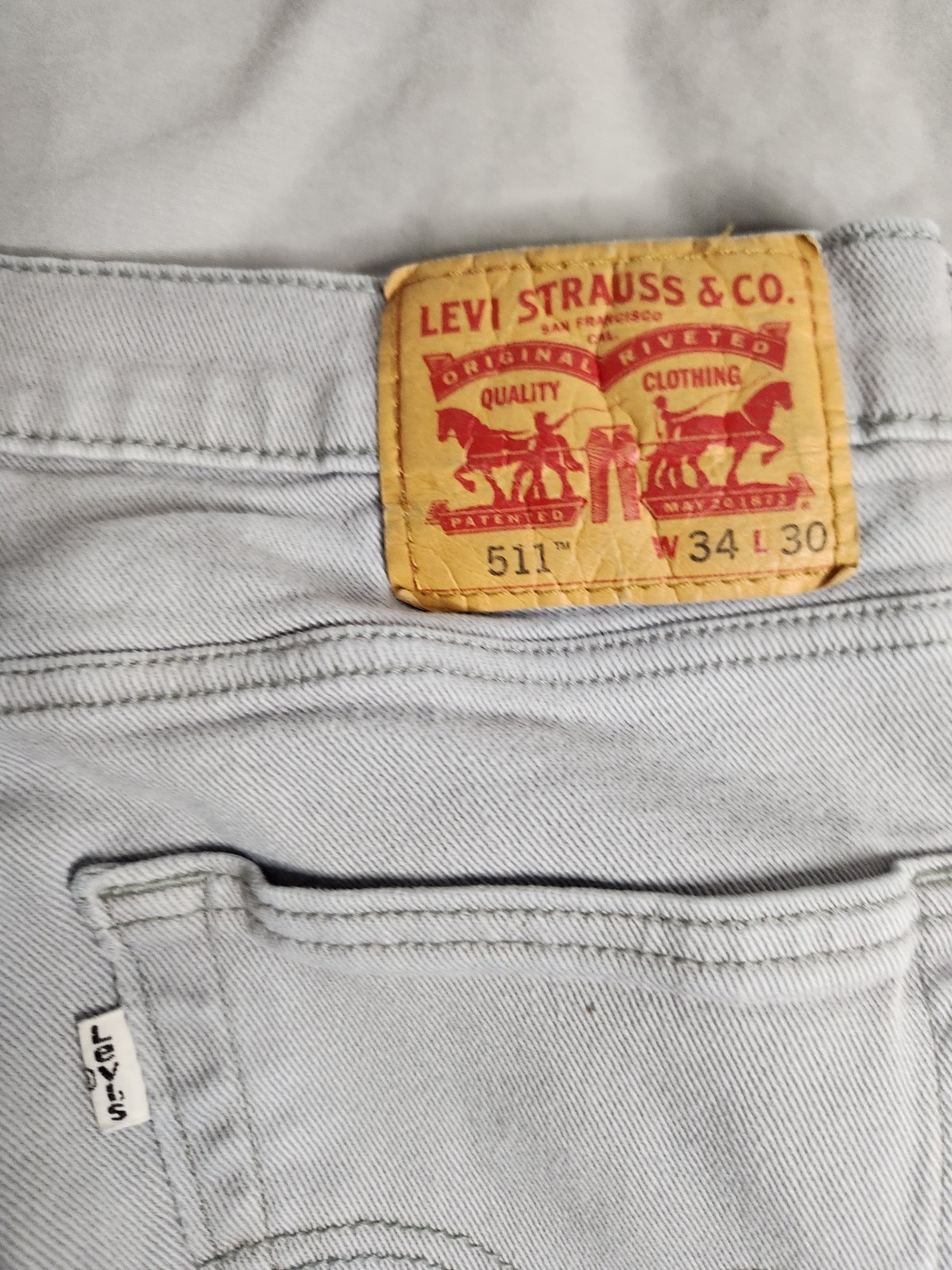 Levis 511 Straight Jeans Mens Size 34x30 Light Gray Mid Rise Western Cowboy NEW thumbnail 7