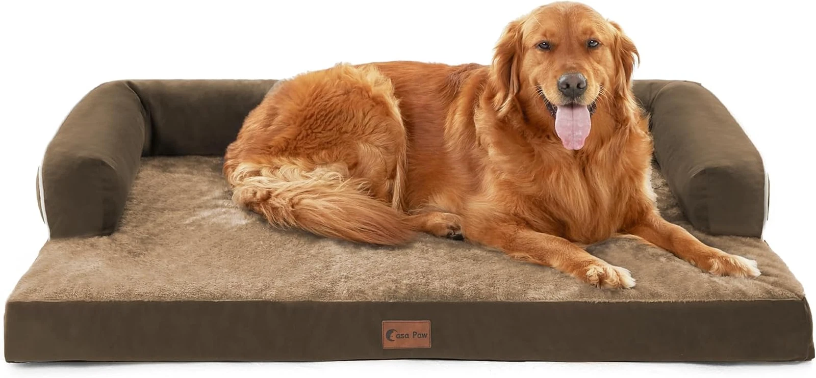 XL Orthopedic Dog Bed for Large Dogs, Waterproof Foam, Washable Cover, Brown