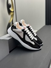 Prada Americas Cup Men's Black/Grey Low-top Fashion Casual Sports Shoes 🔥
