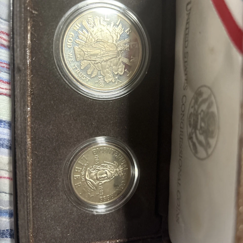 1989 S United States Congressional 2-Coin Commemorative Proof Set OGP & COA - Image 3 of 3