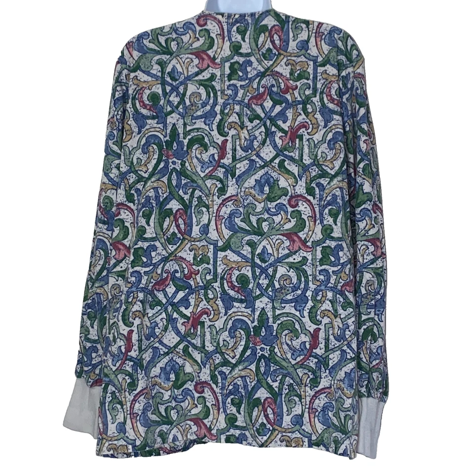 White Swan Scrubs Womens Size Medium Multicolor Snap Front Medical Nurse Pocket - Image 2 of 3