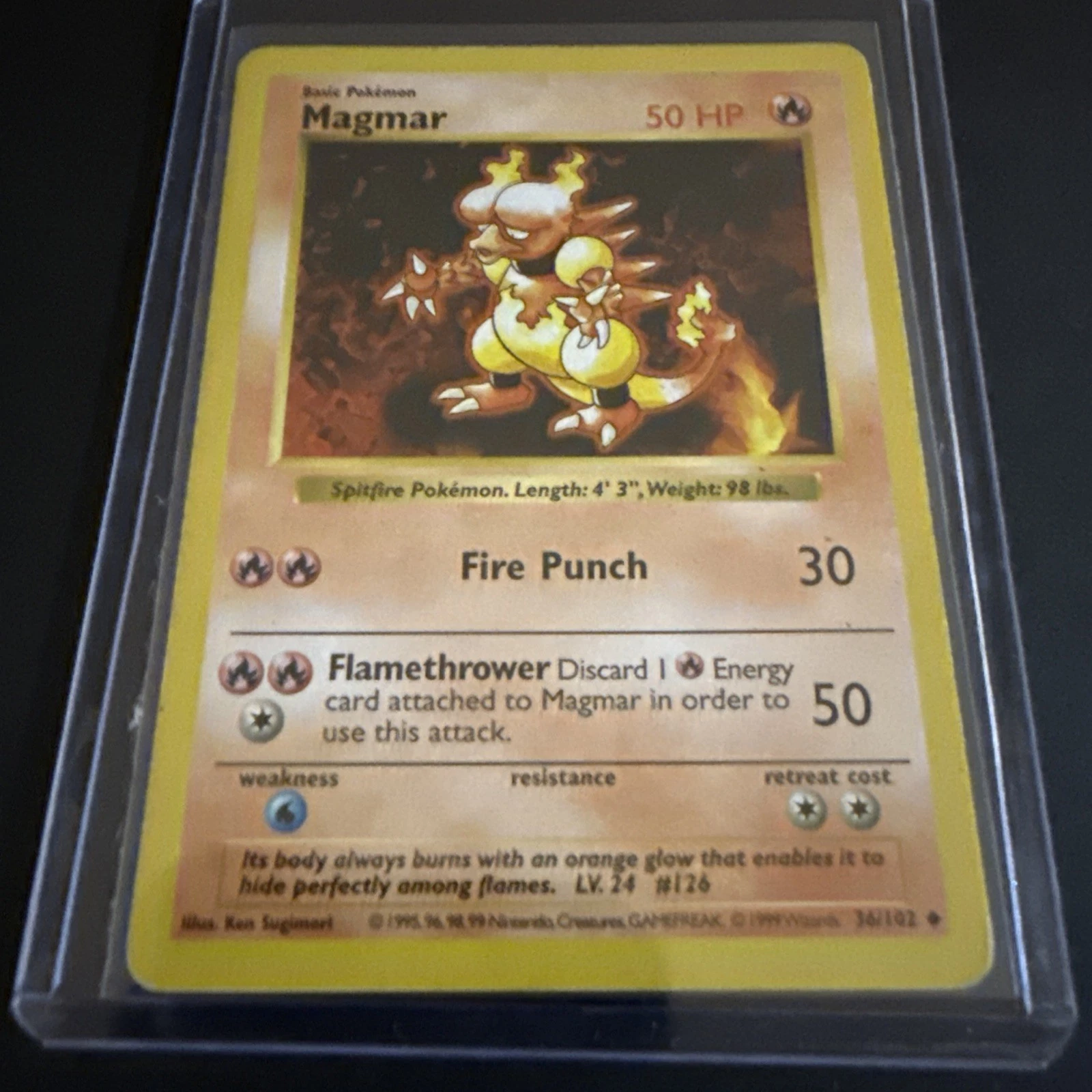 Magmar Pokemon Base Set Shadowless Uncommon Card #36 36/102