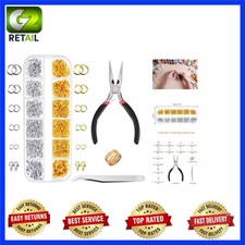 1200Pcs Open Jump Rings Lobster Clasps Jewelry Kit with Pliers - Silver Gold