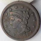 Photo of a 1847-P Large Cent from an eBay listing that sold on Jul 19, 2026