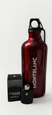 MontBlanc Stainless Steel Screw Top Water Bottle 16 oz Red  with mini EDT splash
