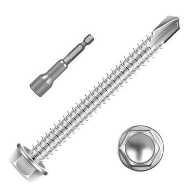 #10x21/2 Inch Sheet Metal Screws Hex Washer 410 Stainless Flanged 80 PCS