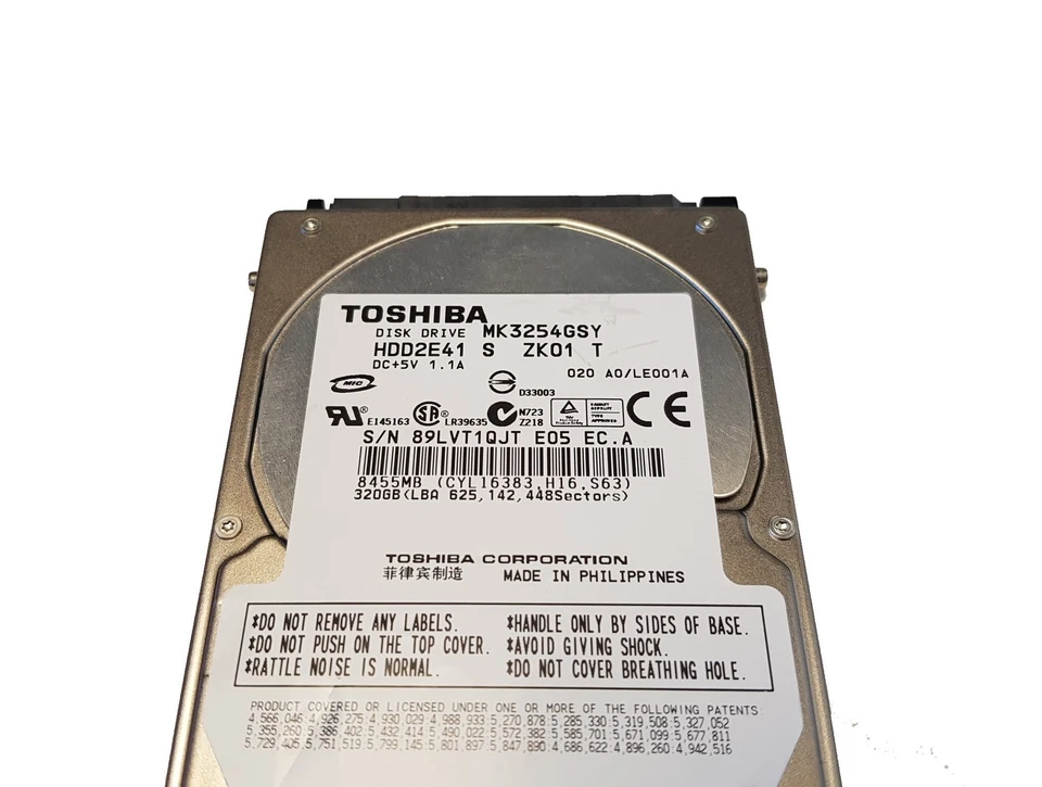 Toshiba MK3254GSY 2.5" 320GB 16MB 7200 RPM SATA 3.0Gb/s HDD Hard Drive HDD2E41 - Image 2 of 4