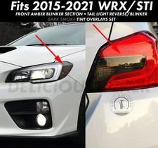 Smoke Front Head Amber Rear Tail light Overlays Vinyl Set For 2015-2021 WRX Sti