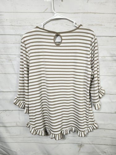 Links Ladies Size Small Short Sleeve Blouse Striped Casual Ruffle Everyday Wear - Picture 7 of 10