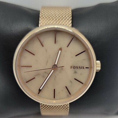  FOSSIL HUTTON BQ3492 Women's Gold Stainless Steel Analog Pink Dial Watch BC339