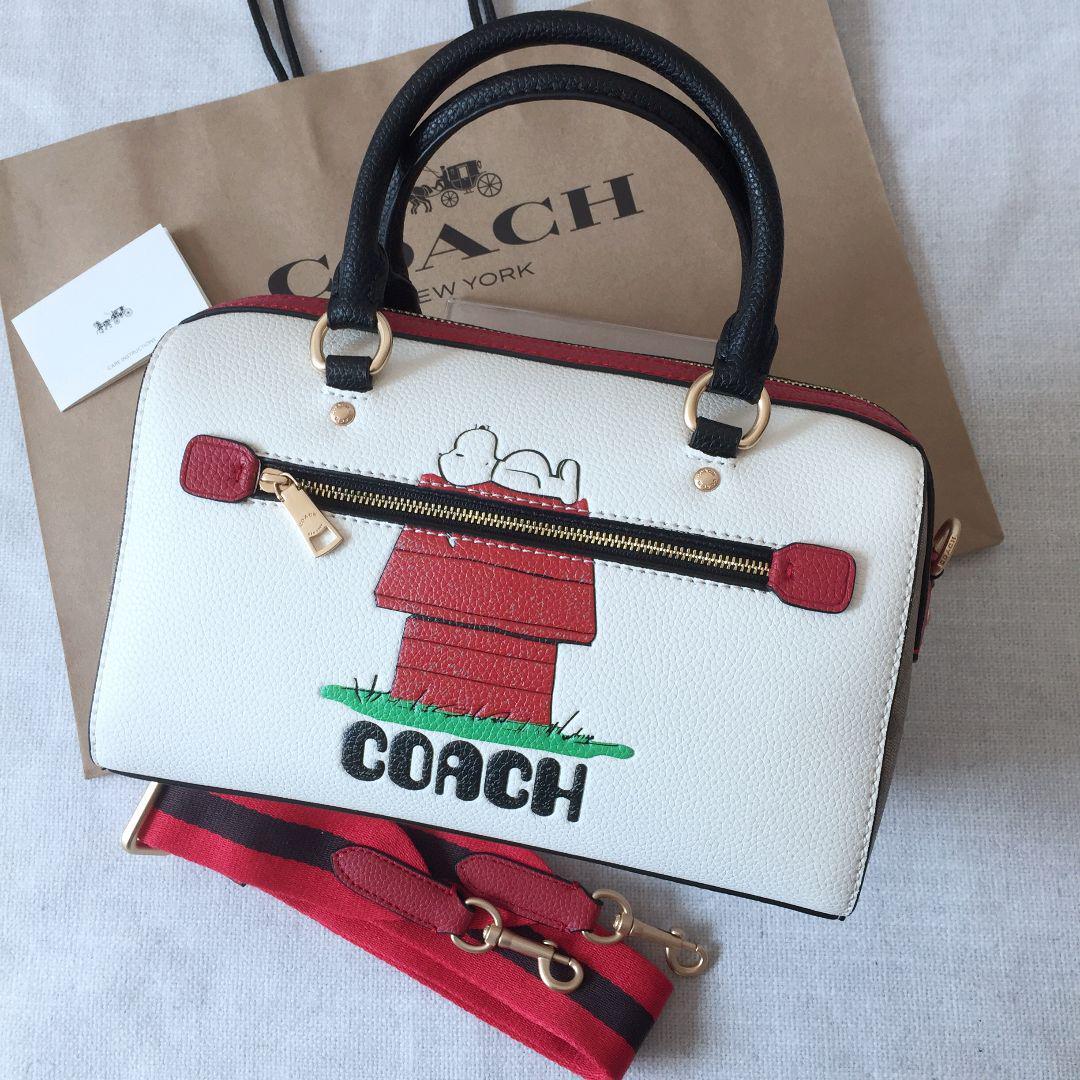 コーチハンドバッグ C6164 チョークCOACH X PEANUTS 2WAY COACH Snoopy Peanuts collaboration 2WAY Boston bag handbag