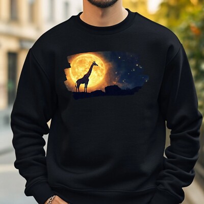 Giraffe bei Vollmond Sweatshirt Kuschelig und Perfekt für jeden Anlass S bis 4XL