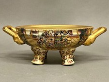 Favolosa ciotola porcellana fine dipinta a mano Satsuma vintage con piedi made in China