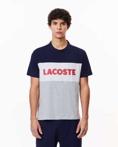 Lacoste Men's Long Colour-Block Cotton Pyjama Set / Loungewear, Small - Picture 3 of 11