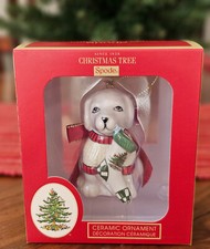  WOW SPODE HOLIDAY DOG TREE ORNAMENT NEW IN BOX  CHRISTMAS 