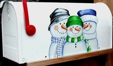 Mailbox Magnet (Partial Cover) Snowman Family of 3 Winter Magnets for Mail Box