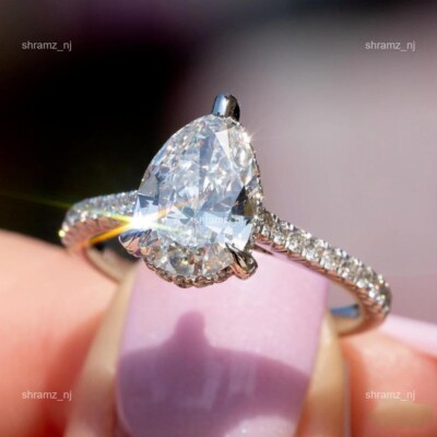 18K White Gold Brilliant Cut Lab-Grown/CVD Diamond Wedding Ring For Women