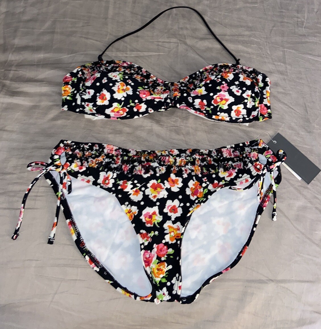 Kenneth Cole Reaction Floral Piece Swimsuit Bandeau Bikini Top
