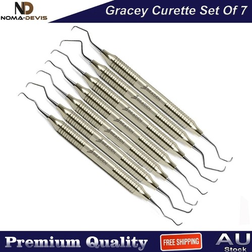 Periodontal Gracey Curettes Hollow Handle Set of 7 Dental Hygiene Instruments CE - Picture 4 of 5