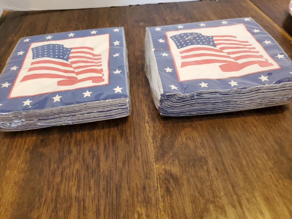 American Flag USA July 4th Patriotic Paper Beverage Napkins Plates Set of 3 - Image 4 of 4