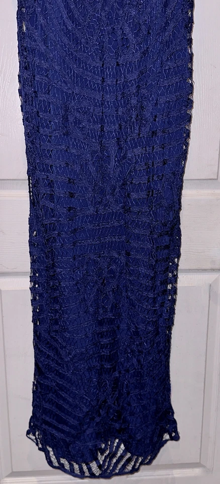LAUREN RALPH LAUREN синий проводной кружевной оверлей длинное платье платье MOB MOG женщин Sz 8 - Изображение 3 из 4