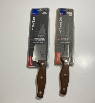 Ekco Flint  Knives 6'' Chef Knife 6'' Boning Knife 1997 New Sealed