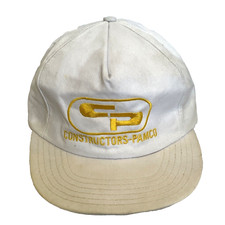 CP Constructors Pamco Trucker Ball Cap Snapback Hat White Made in USA Building