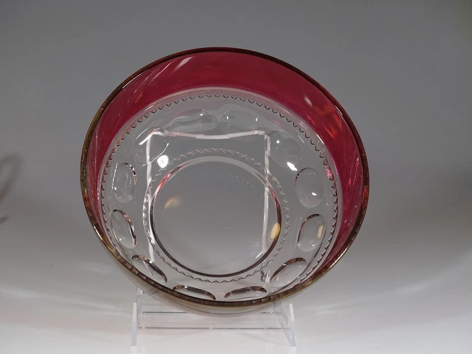 Vintage U.S. Glass Ruby Stained King's Crown Large Salad Bowl c.1955 - Image 3 of 4