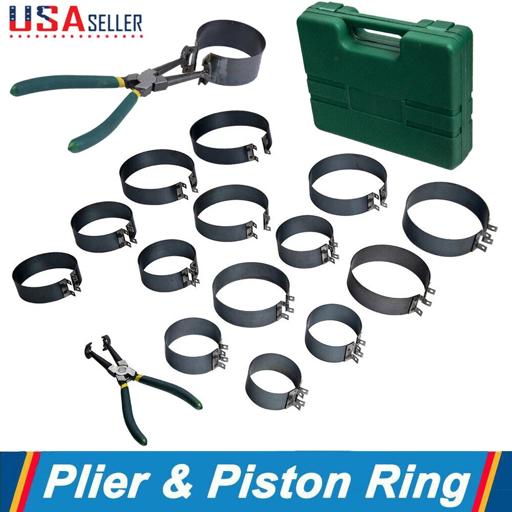 Professional Piston Ring Compressor Cylinder Installer & Plier & 14 Band  Tools