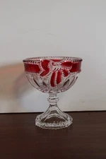 Celebrations By Mikasa Ruby Ribbon CrystalTealight Holder Candy Dish/Bowl  