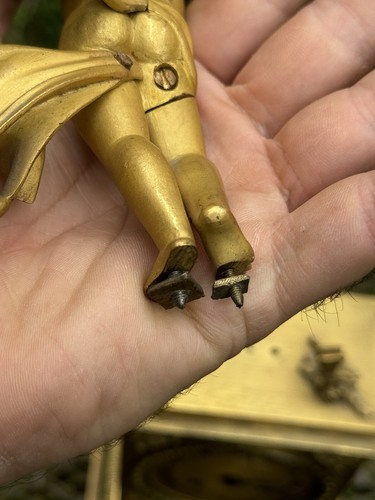 Empire Pendulum in Gilded Bronze - To Restore - Winged Love Decor - Picture 7 of 24