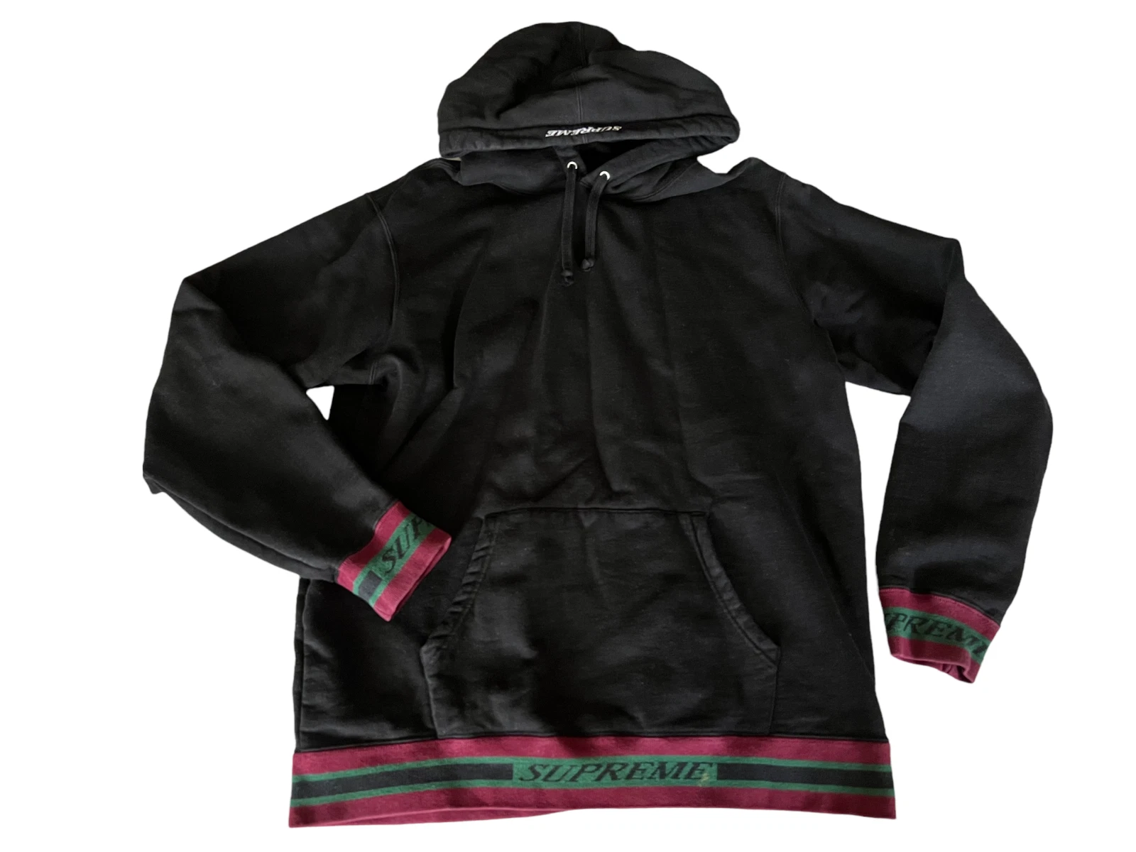 Sweat shirt à capuche à rayures Supreme boîte noire logo New York FW18 taille Grand L 
