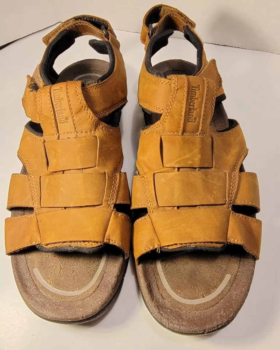 Timberland Sandals Mens Sz 10 Smart Comfort System Brown Leather Fisherman