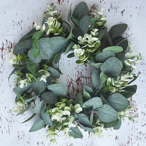 Eucalyptus Wreath Artificial Fake Rattan Vines Garland Wreath Plants Wall Decor - Picture 9 of 12