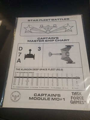 Star Fleet Battles Veterans Master Ship Chart Captain's Module Nos MO01