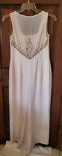 Long Sleeveless Vintage Beige Dress With Display Sheer Back Size Medium 