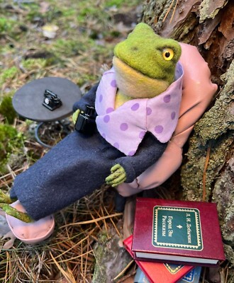 Herr Frosch im Wald, Nadelfilzspielzeug. Wolle . Nadelfilztier, Geschenk