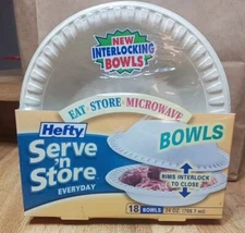 Hefty Serve N Store Interlocking Bowls Sealed 18 Bowls 24 Oz  NOS Free Shipping 