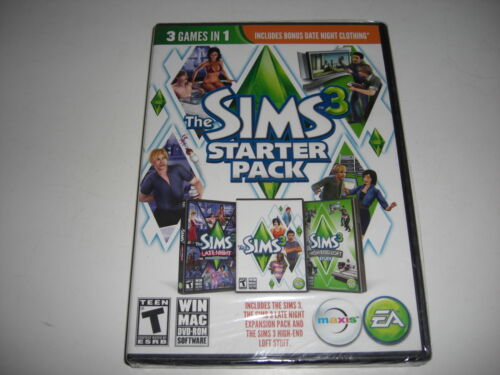 THE SIMS 3 Starter Pack Pc DVD inc base Sims 3 + LATE NIGHT + Design & High-Tech - Picture 1 of 2