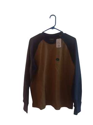 L.L. Bean Men's Crewneck Fleece Sweatshirt, Two-Tone Green and Dark Beige