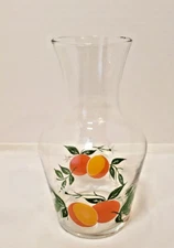Vintage Anchor Hocking 8”T Orange Juice Carafe, Pitcher w/Painted Oranges 