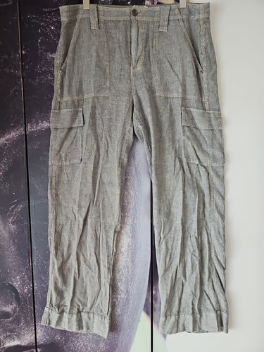 MARRAKECH Anthropologie Womens Cargo Pocket Striped Relaxed PANT 30L YJ01 - Picture 5 of 10