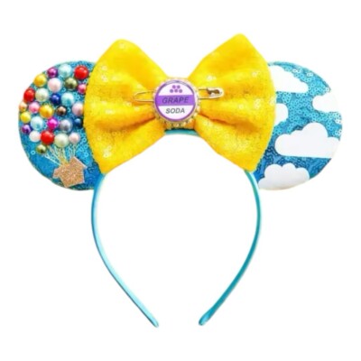 UP Minnie Mickey Mouse Ear Headband Blue with Yellow Sequins  display picture 1