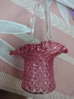 Fenton Art Glass Basket Cranberry 9" tall