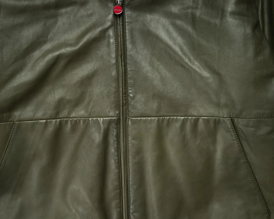 Kiton $12,780 Green Lambskin Insulated Cashmere Hooded Bomber Jacket (50 IT) M - Image 4 of 4