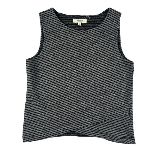 Madewell, Madewell Tank Top Womens XS Gray Striped Crew Neck Asym Hem Knit Sleeveless