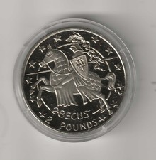 Gibraltar 2,8 ECUS 2 Pounds 1992 Kupfer Nickel ca. 28g Ritter auf Pferd Karl der