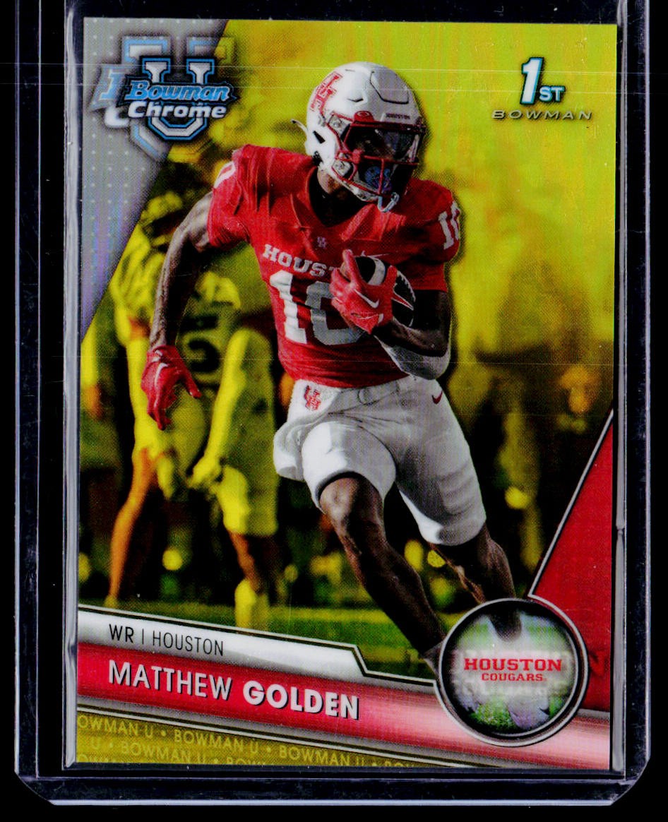 Matthew Golden 2023 Bowman University Chrome Yellow Refractor #88 /75