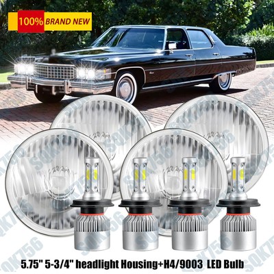 4PCS 5-3/4 5.75'' LED Headlights High Low Beam DOT For 1958-1974 Cadillac DeVille
